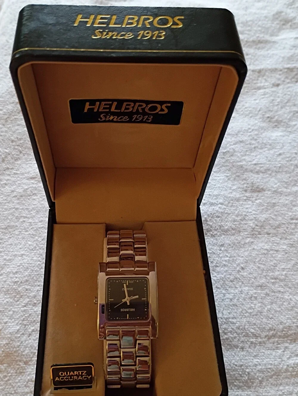 Men’s Silver-Tone Helbros 8364  Quartz Bracelet Watch Japanese Mvmt Black Dial